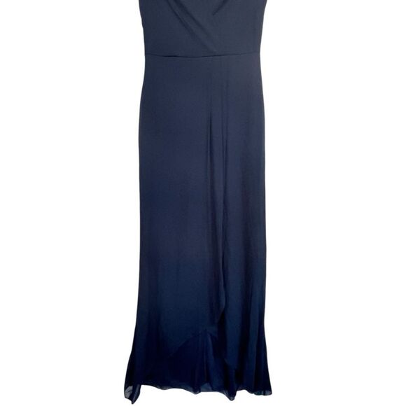 NWT Adrianna Papell | Dark Navy / Black Chiffon Long Maxi Sequin Wrap Dress 4 - Picture 11 of 16